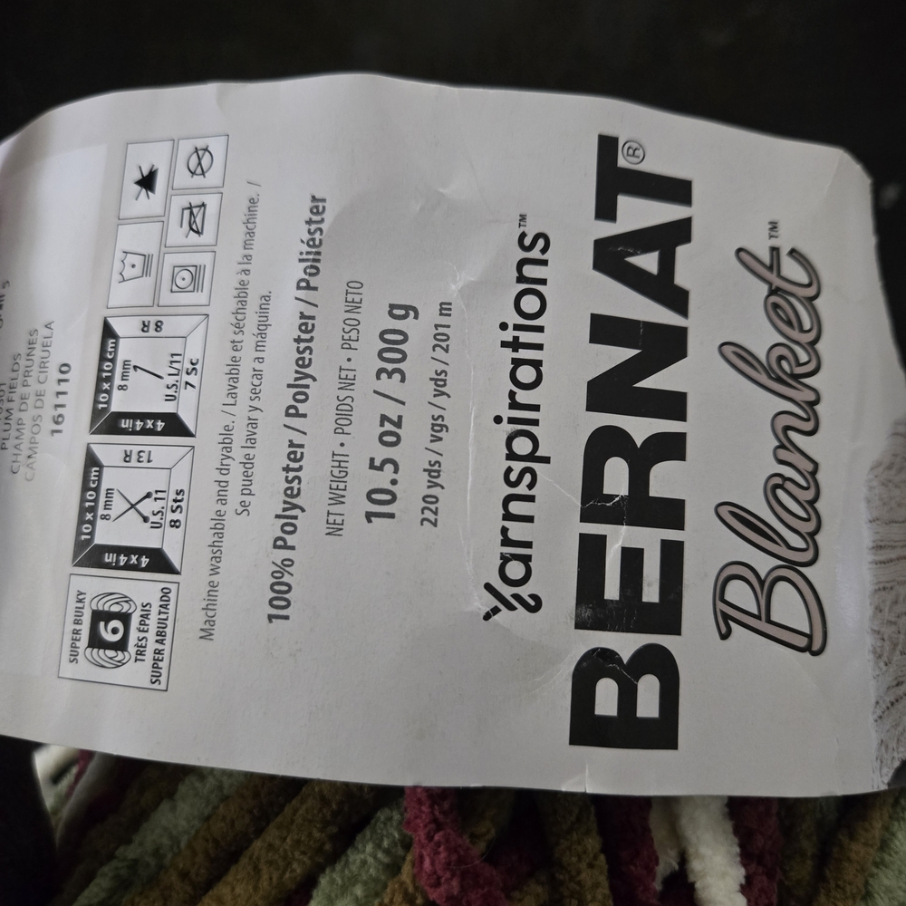Bernat Blanket Yarn in Green, Red, and White 2 Pieces - Picture 2 of 3